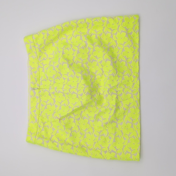 J. Crew 80's Yellow Neon Skirt with Embroidered Floral Motif - Picture 5 of 10